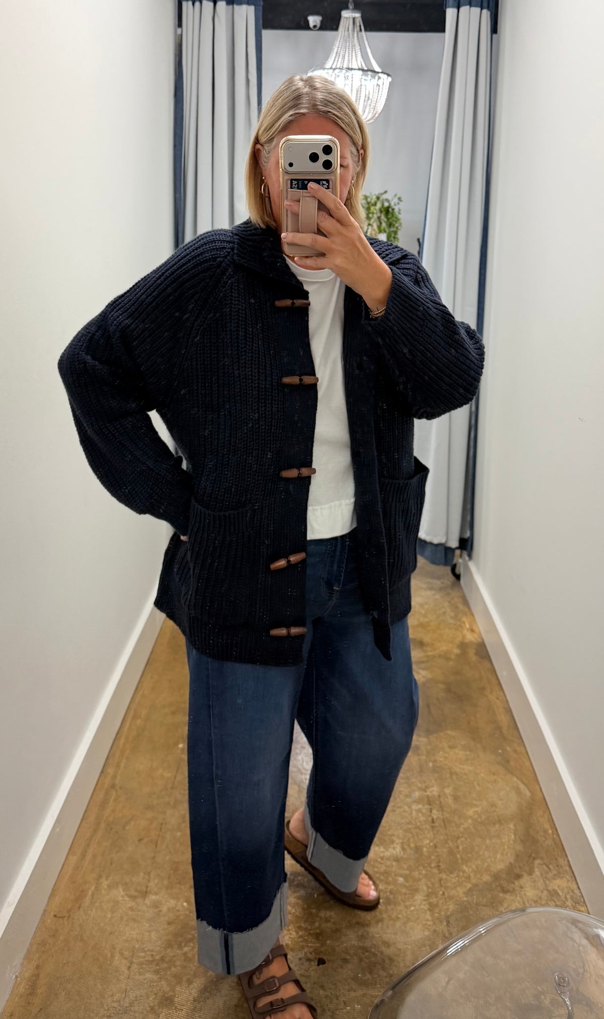 Toggle Rib Long Knit Cardigan