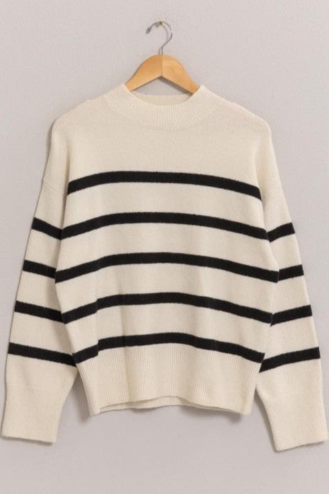 Striped Mock Neck Sweater