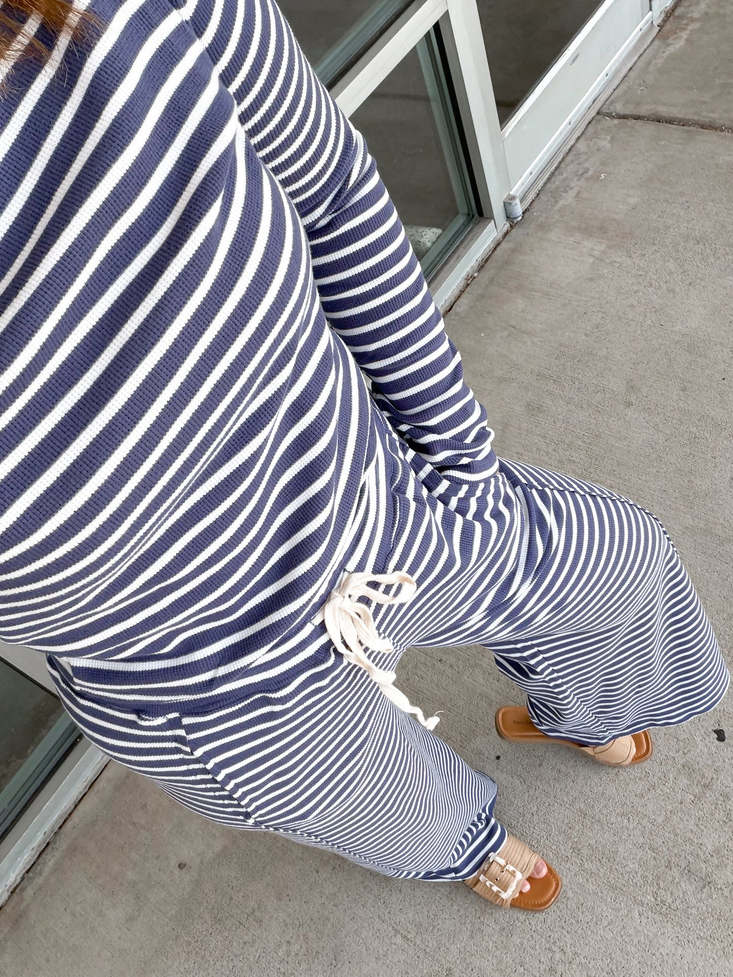 Striped Waffle Top & Pants Set