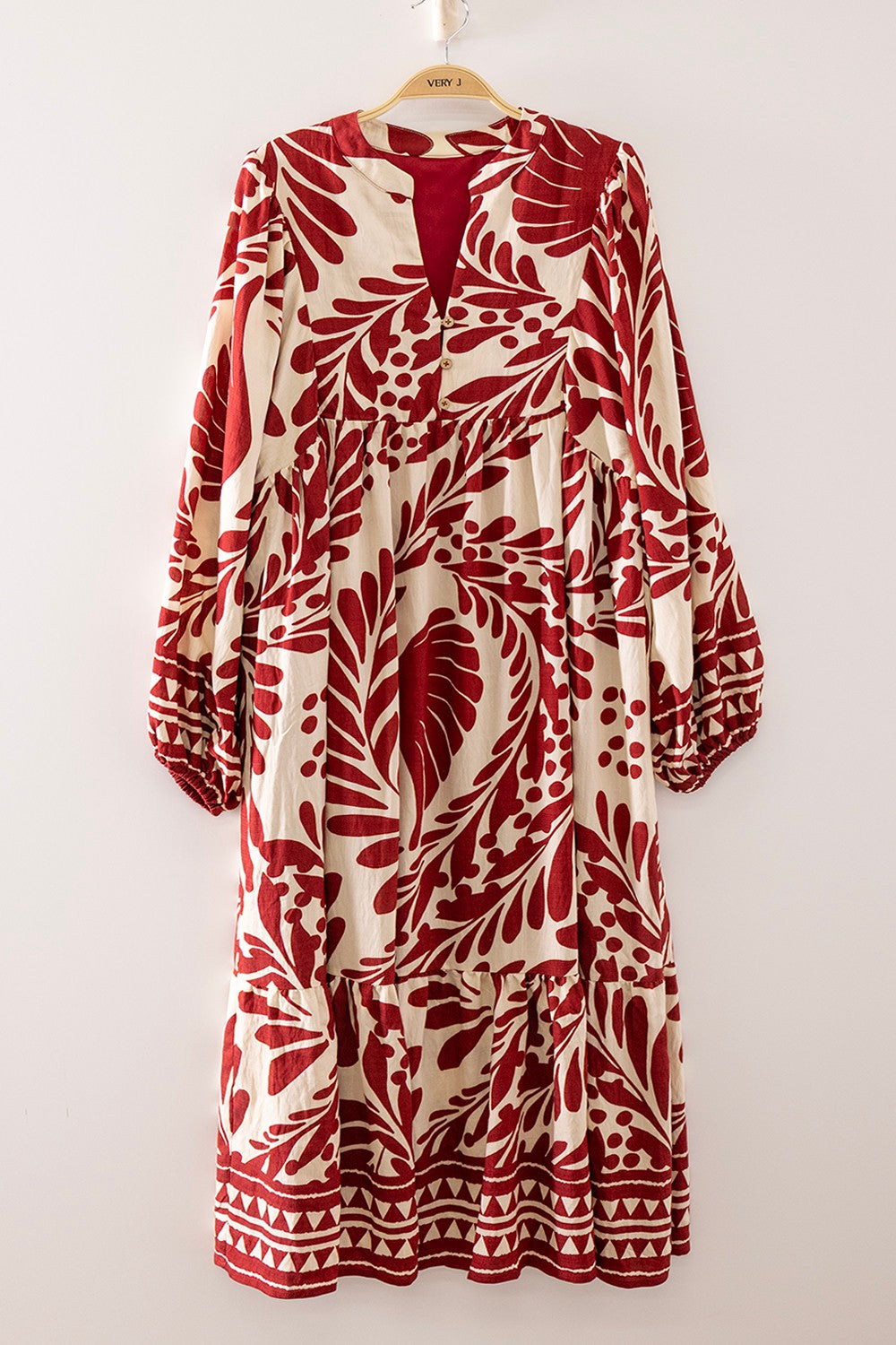 Tropical Leaf Print Maxi Dress
