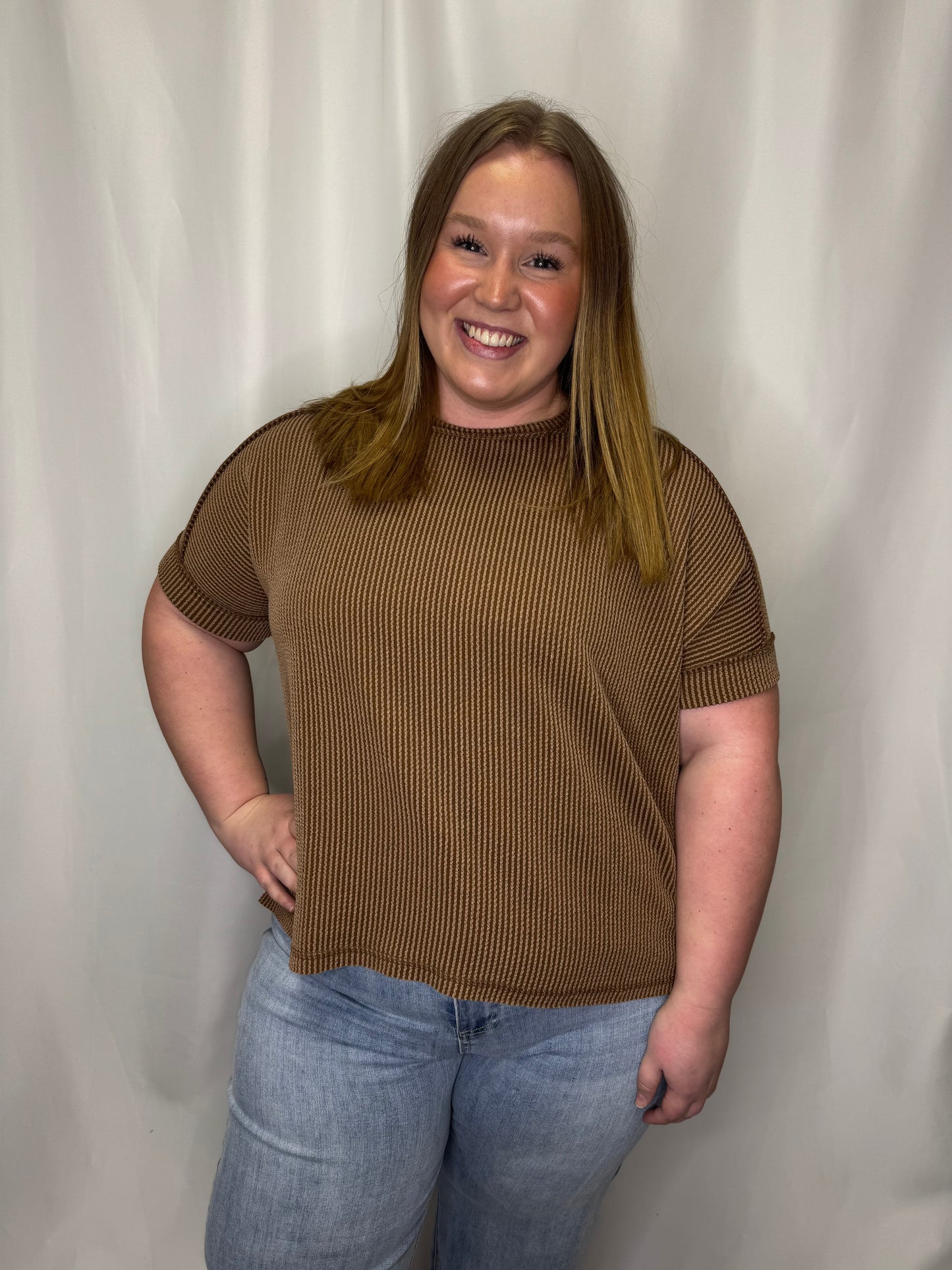 Ribbed Short Sleeve Top