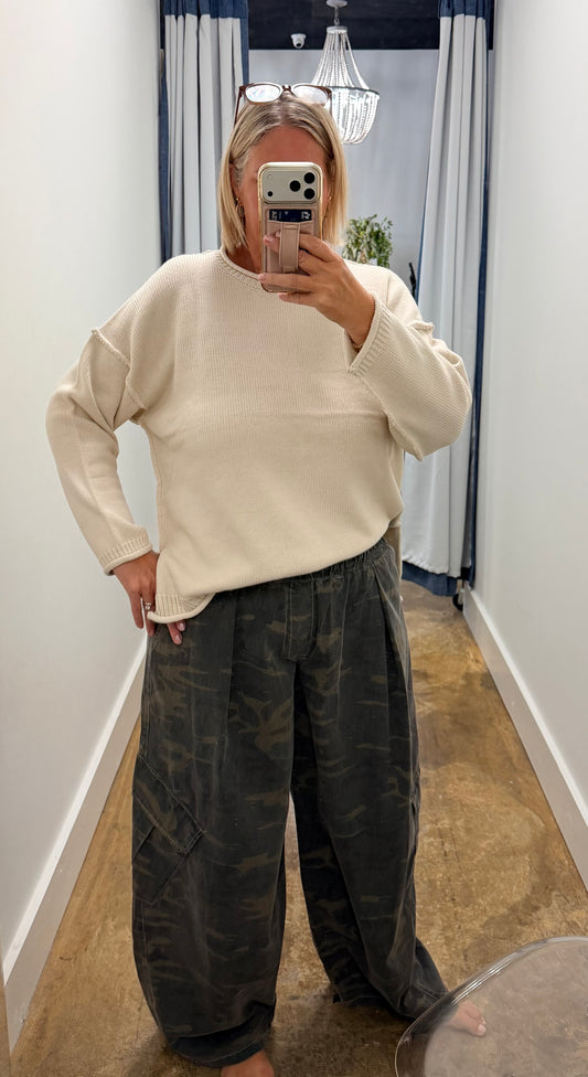 Ribbed Crew Neck Sweater