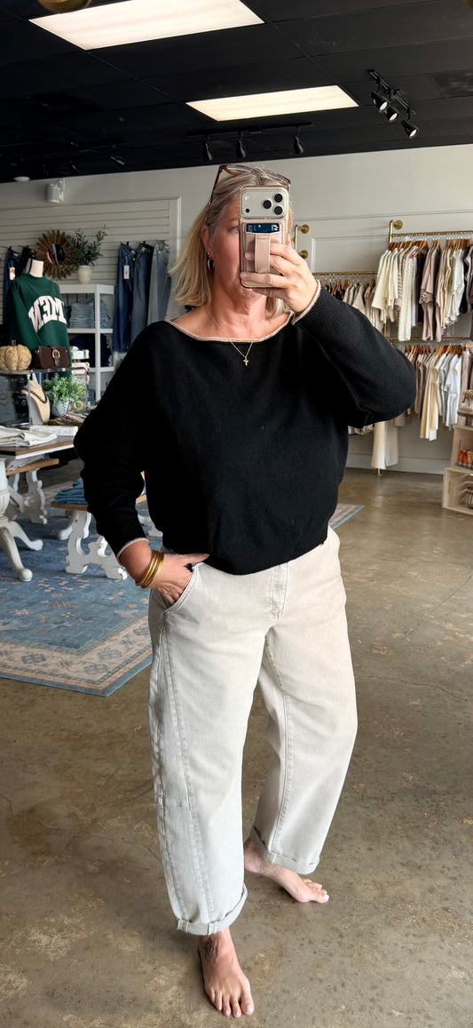 Trim Off Shoulder Sweater
