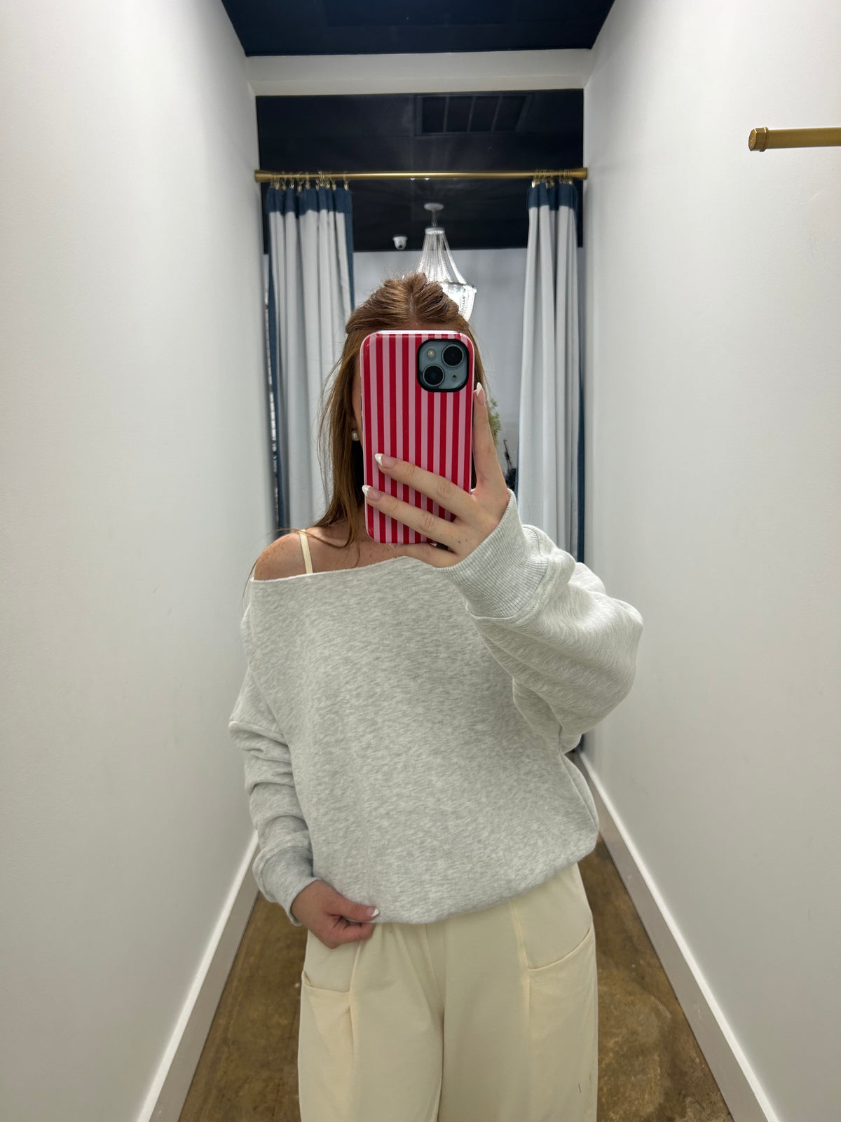 Terry Off Shoulder Long Sleeve