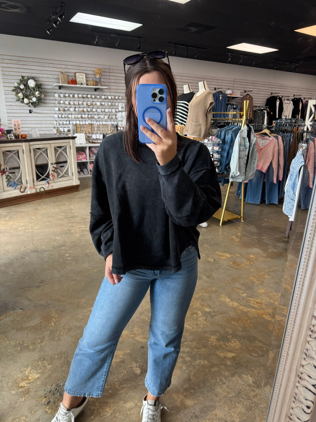 Acid Washed Ribbed Pullover