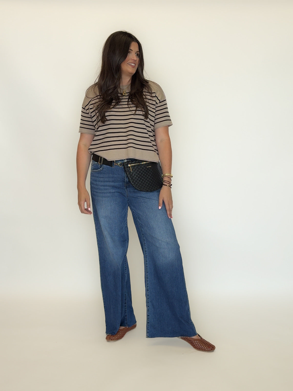 Striped Short Sleeve Knit Top