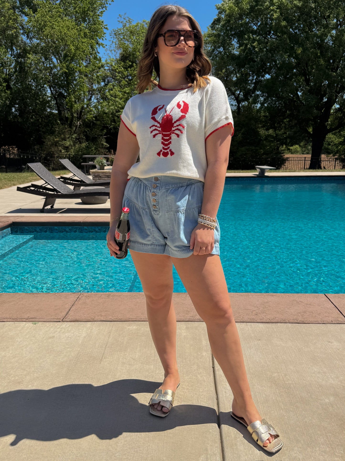 Lobster Short Sleeve Knit Sweater