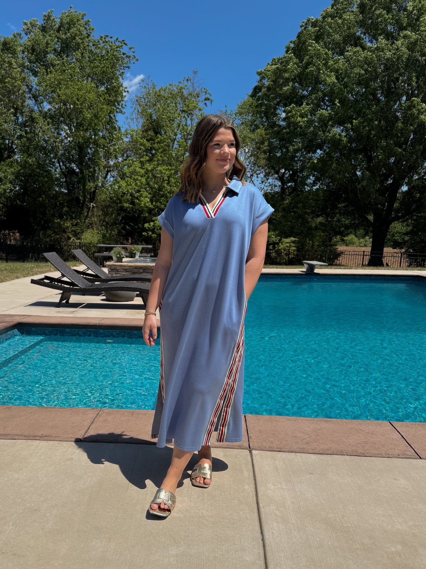 Everyday Ease Color Trim Midi Dress