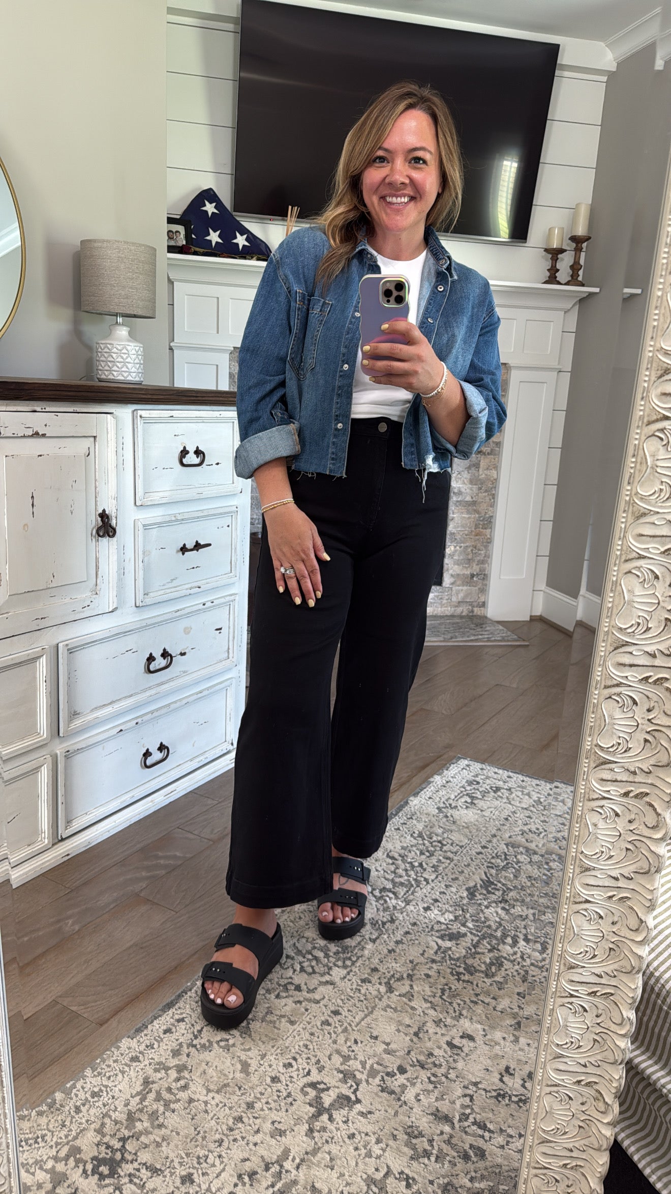 Relaxed Crop Denim Shirt