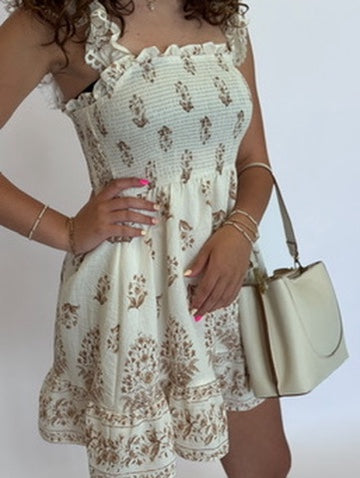 Floral Print Smocked Mini Dress