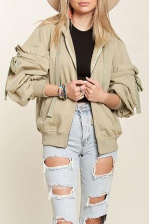 Ruffle Puff Hoodie Jacket