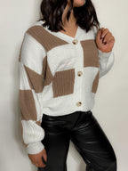 Checker Pattern Sweater Cardigan