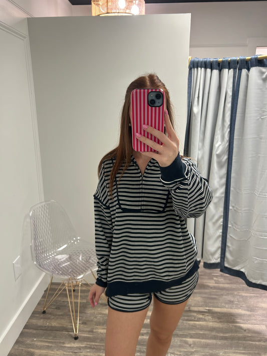 Half Zip Stripe Knit Set