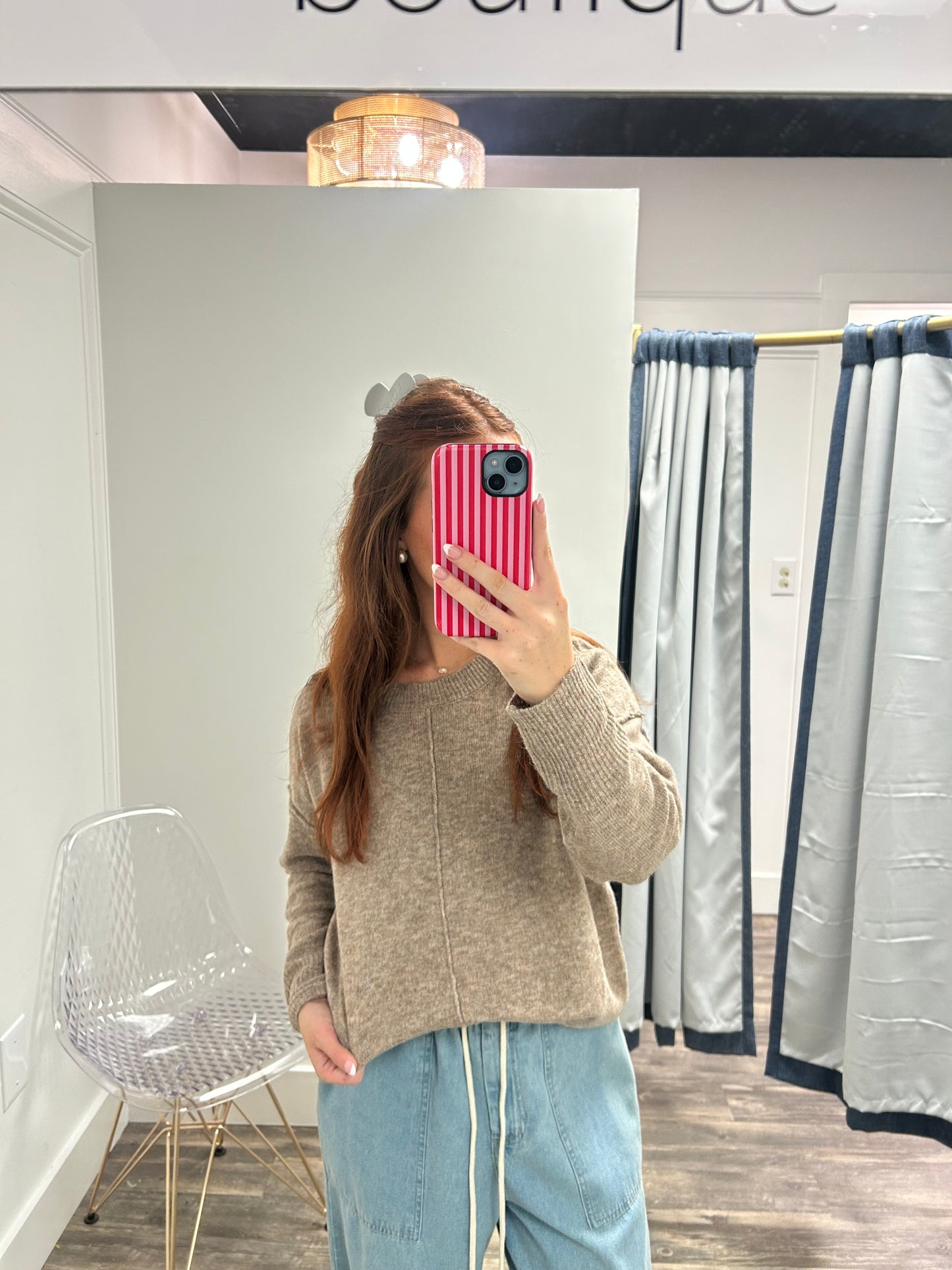 Solid Crewneck Knit Sweater