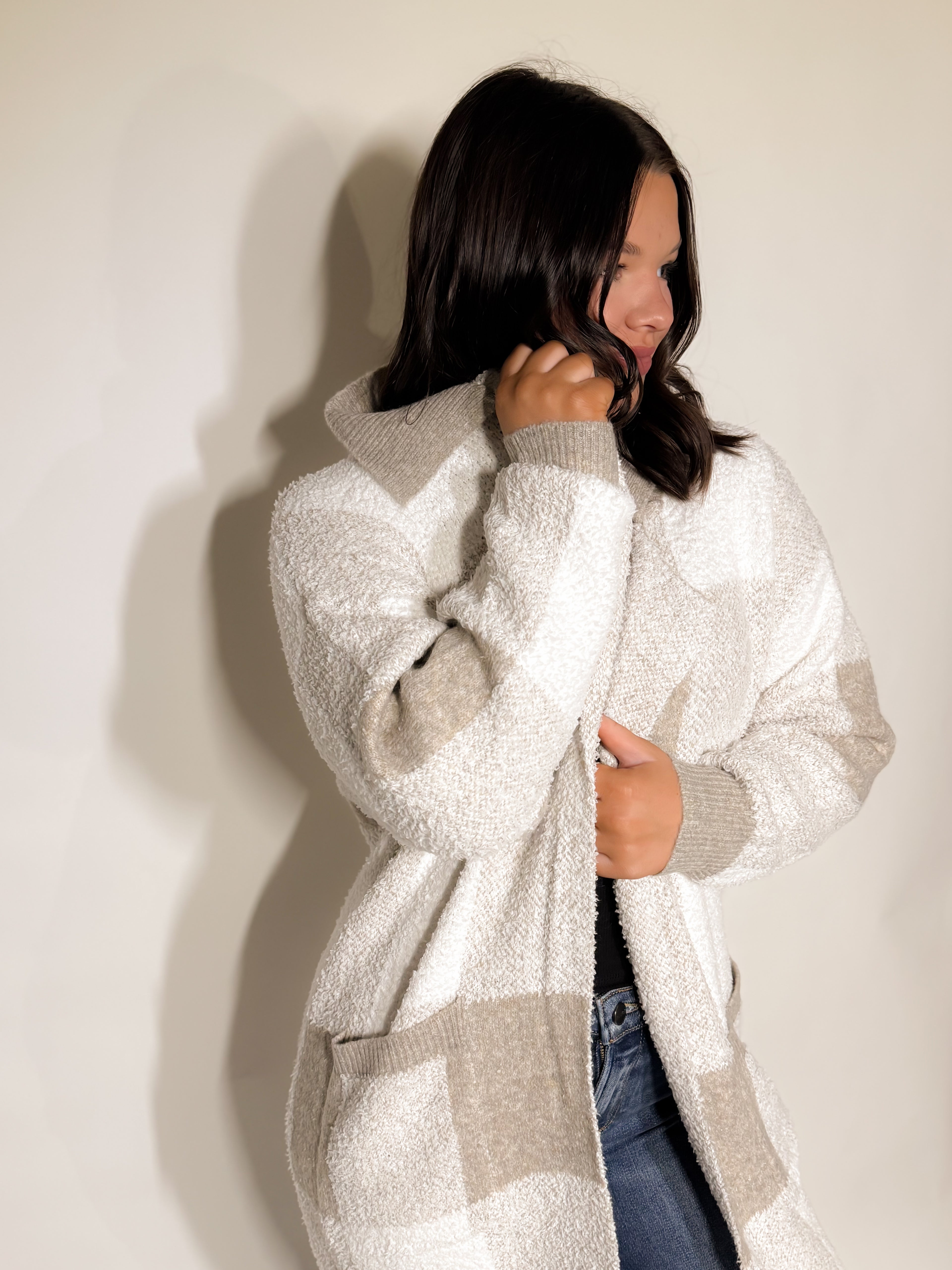 Soft Touch Checkered Cardigan