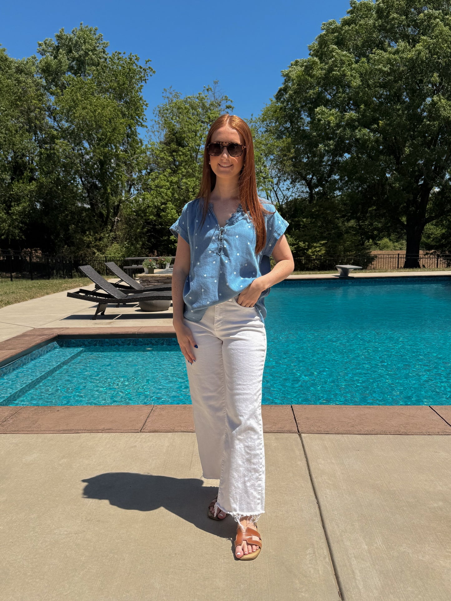 Dotty Denim Days Top