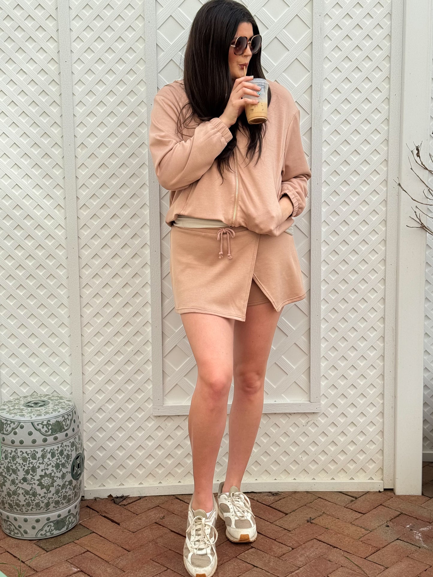 Wrap Front Elastic Waist Skort