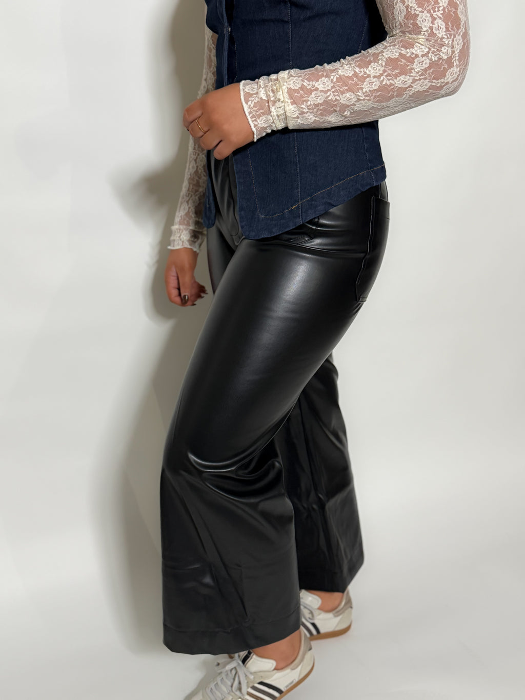 MR Faux Leather Wide Leg Boot Cut Pants