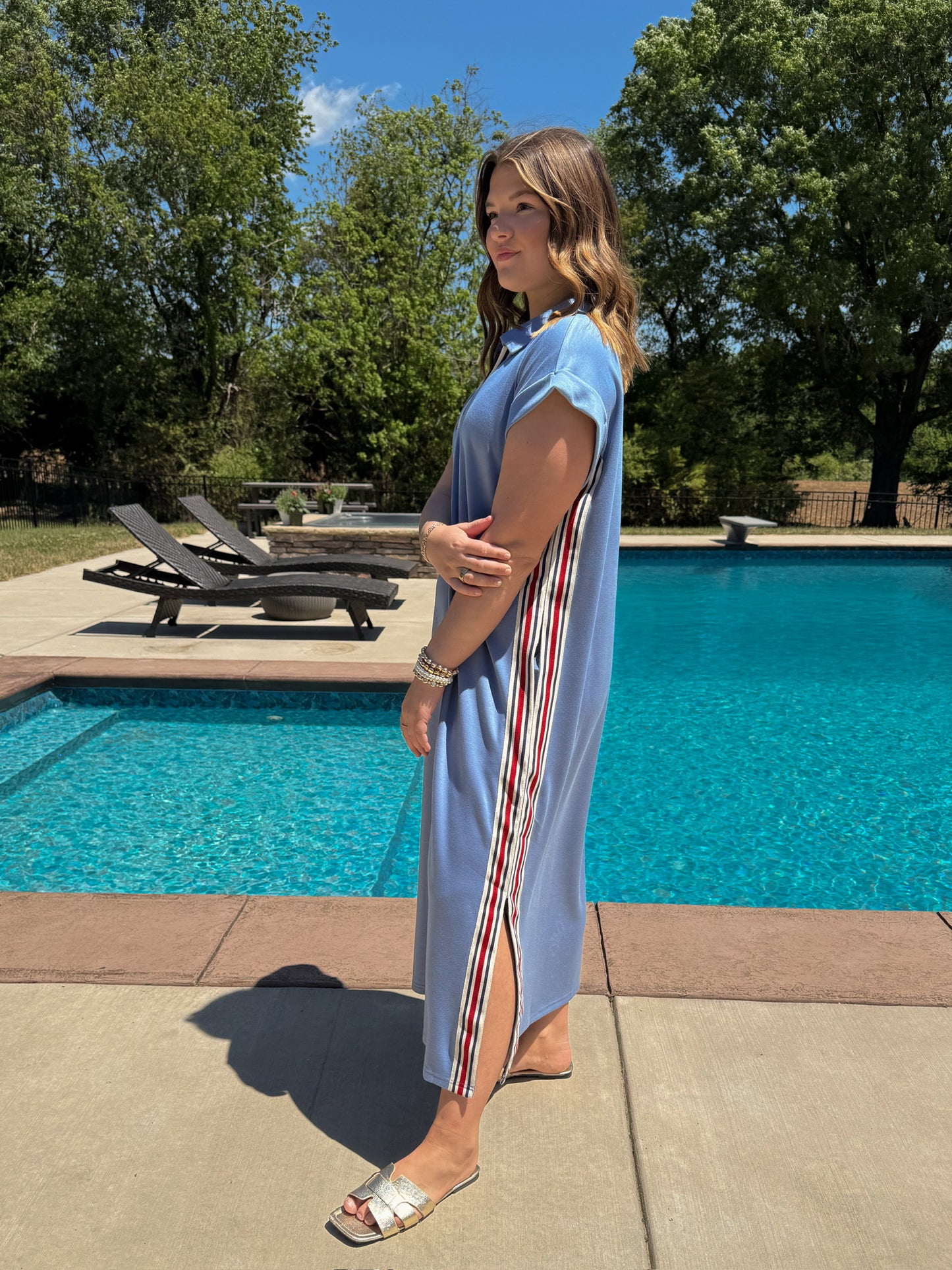 Everyday Ease Color Trim Midi Dress