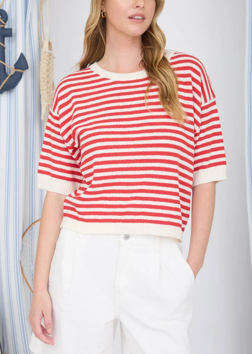 Stripe Trim Sweater