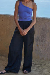 Seamless One-Shoulder Ribbed Top