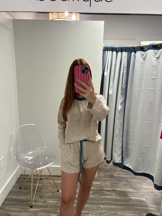 Striped Dolman Sleeve Top & Short Set