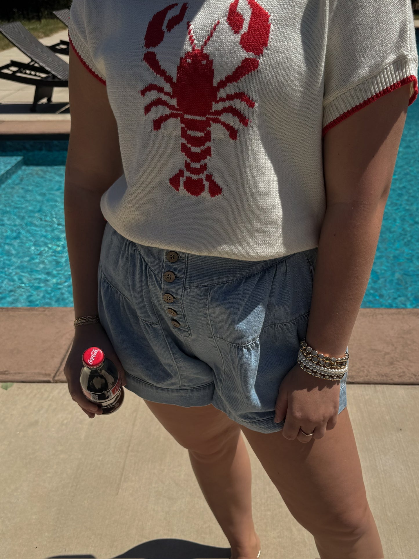 Lobster Short Sleeve Knit Sweater