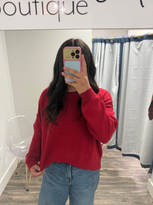 Boat Neck Raw Edge Sweater