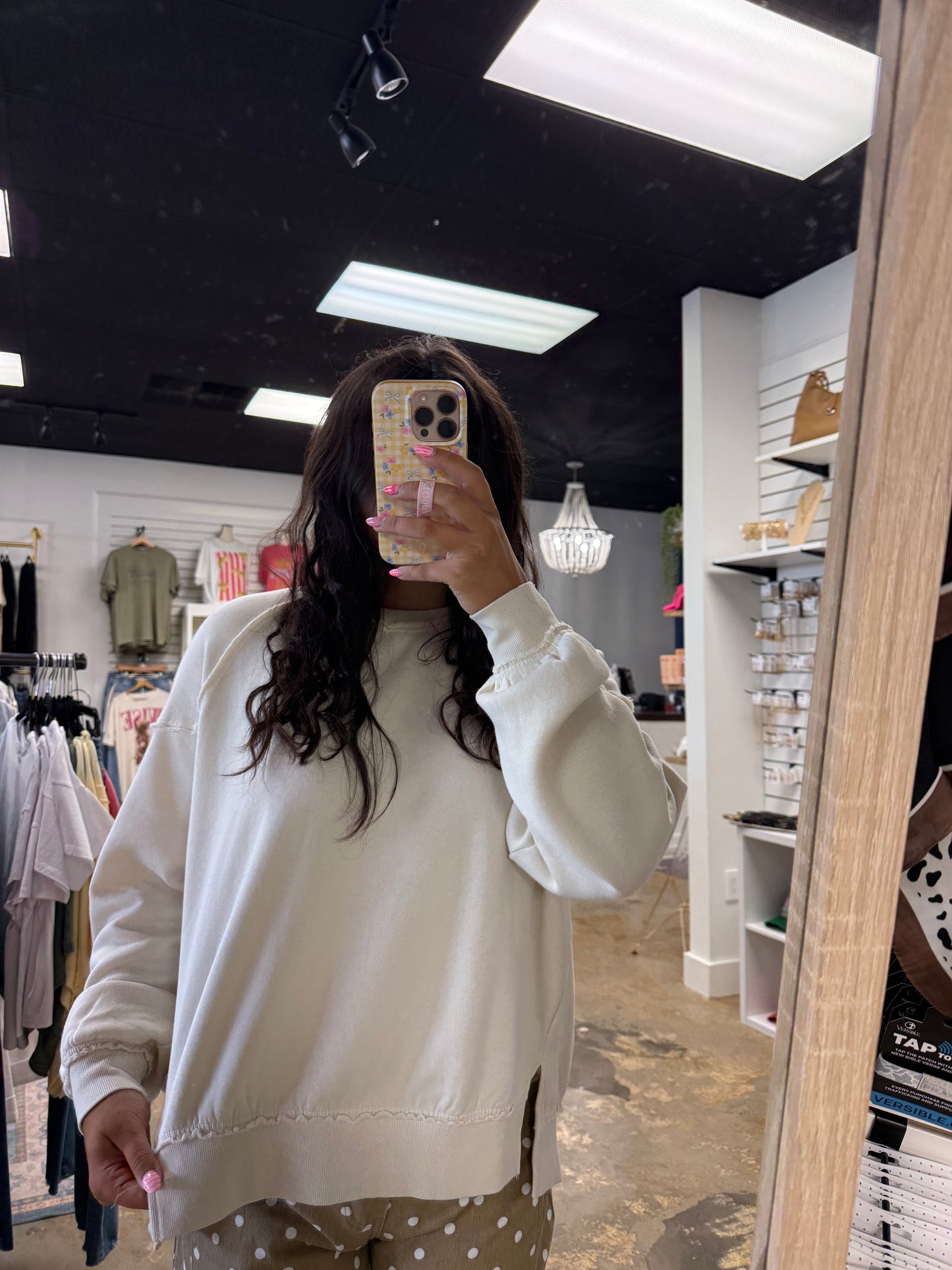 Acid Wash Raw Edge Sweatshirt