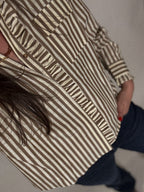 Stripe Ruffled Button Top
