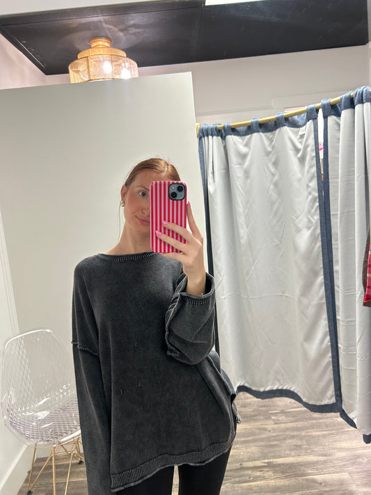 Washed Ribbed Cardigan