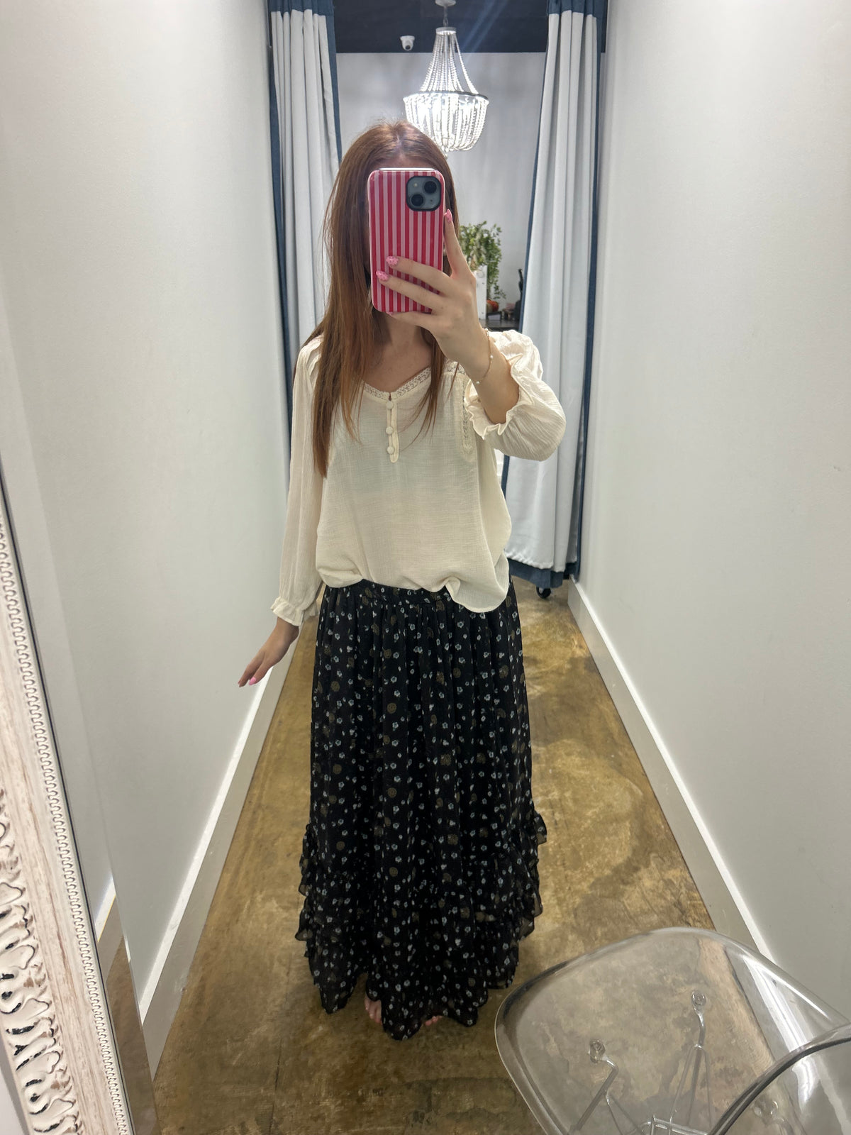 Floral Ruffled Tiered Skirt