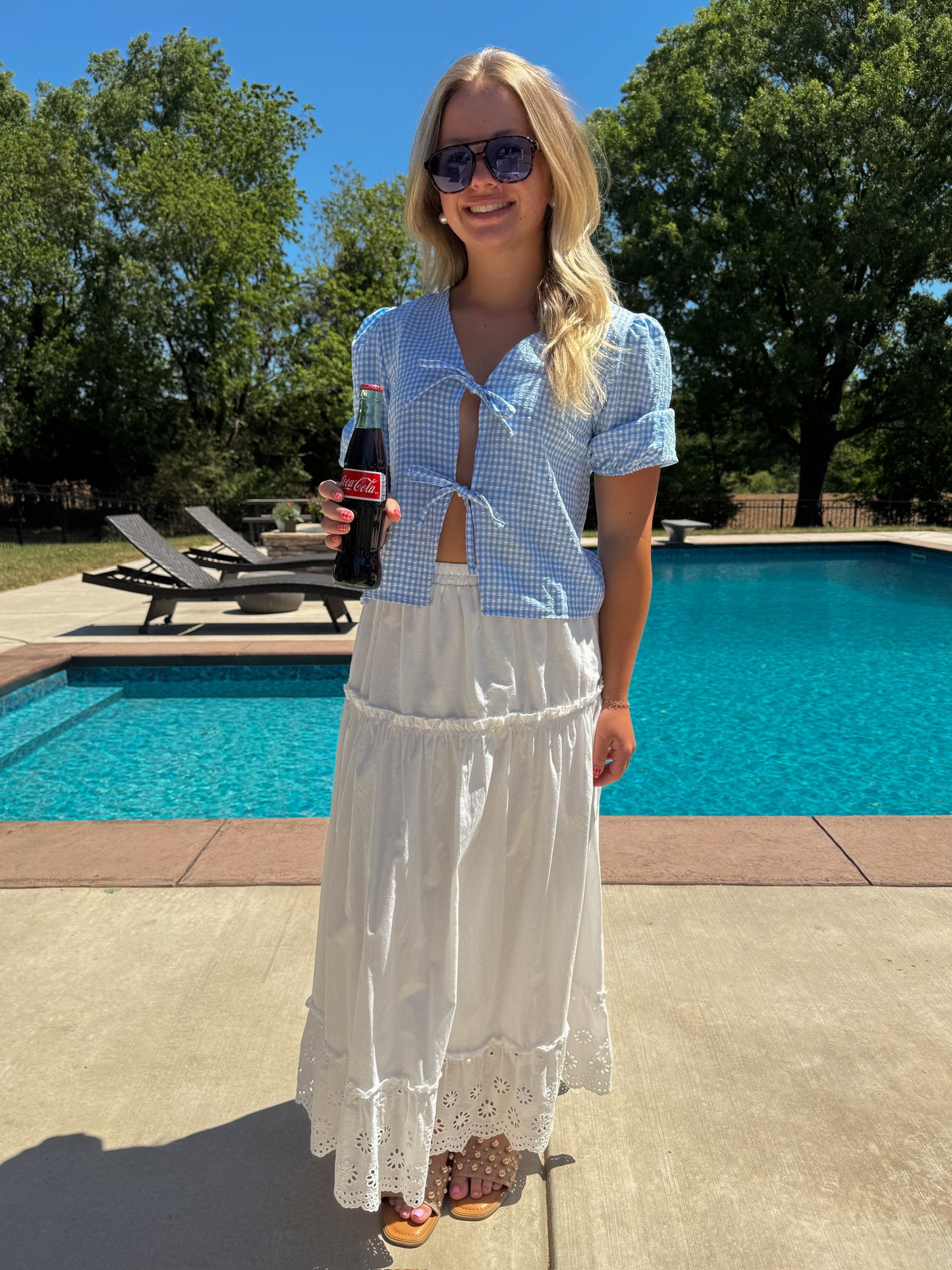 Tiered Eyelet Maxi Skirt