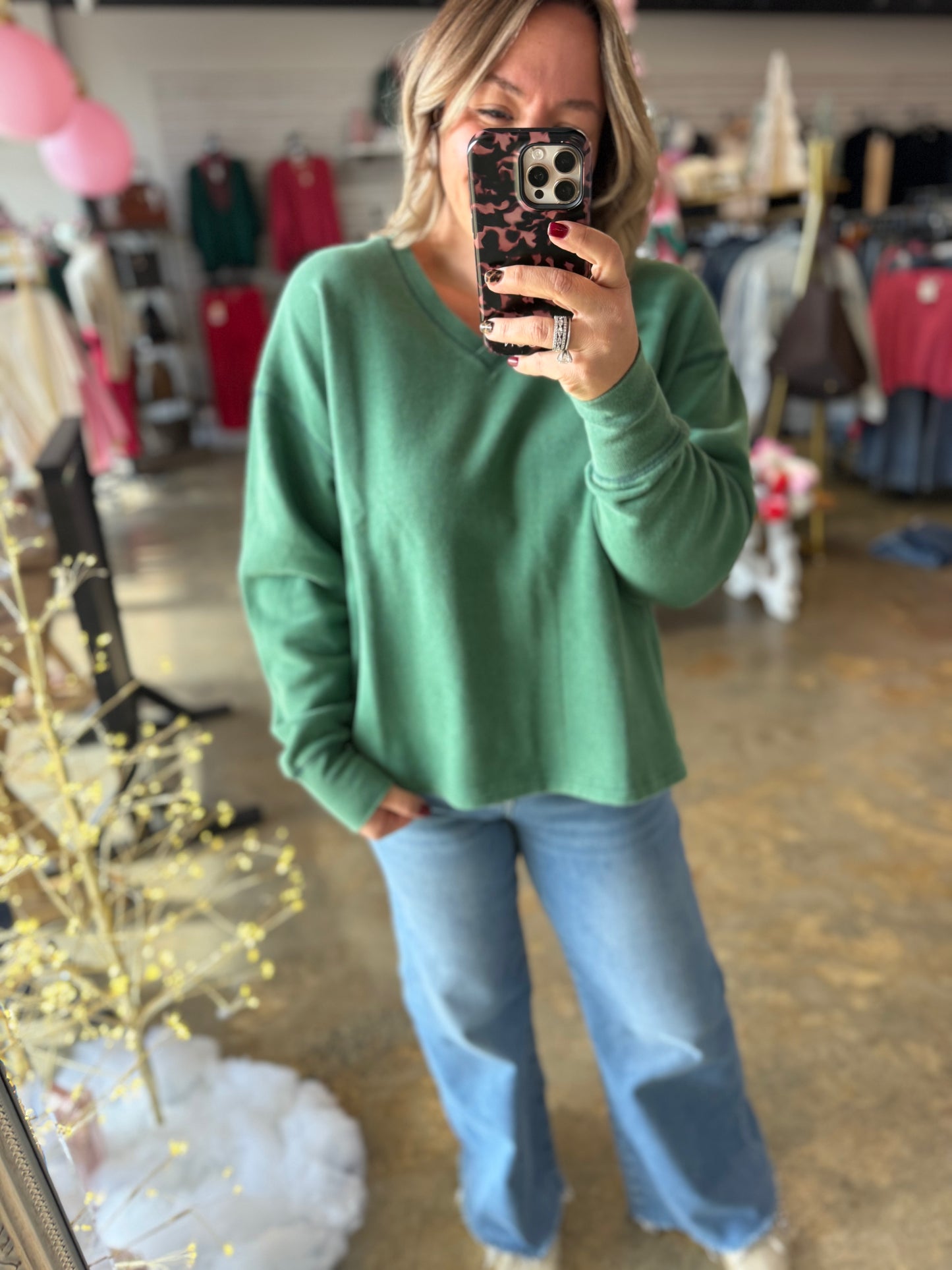 Oversized V-neck Sweatshirt