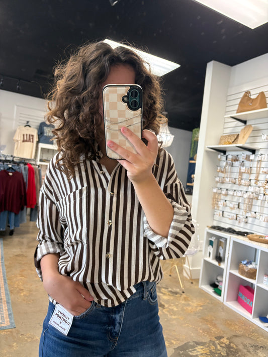 Stripe Button Down Top