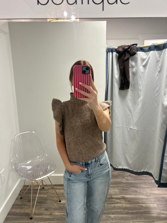 Mock Neck Ribbed Sweater