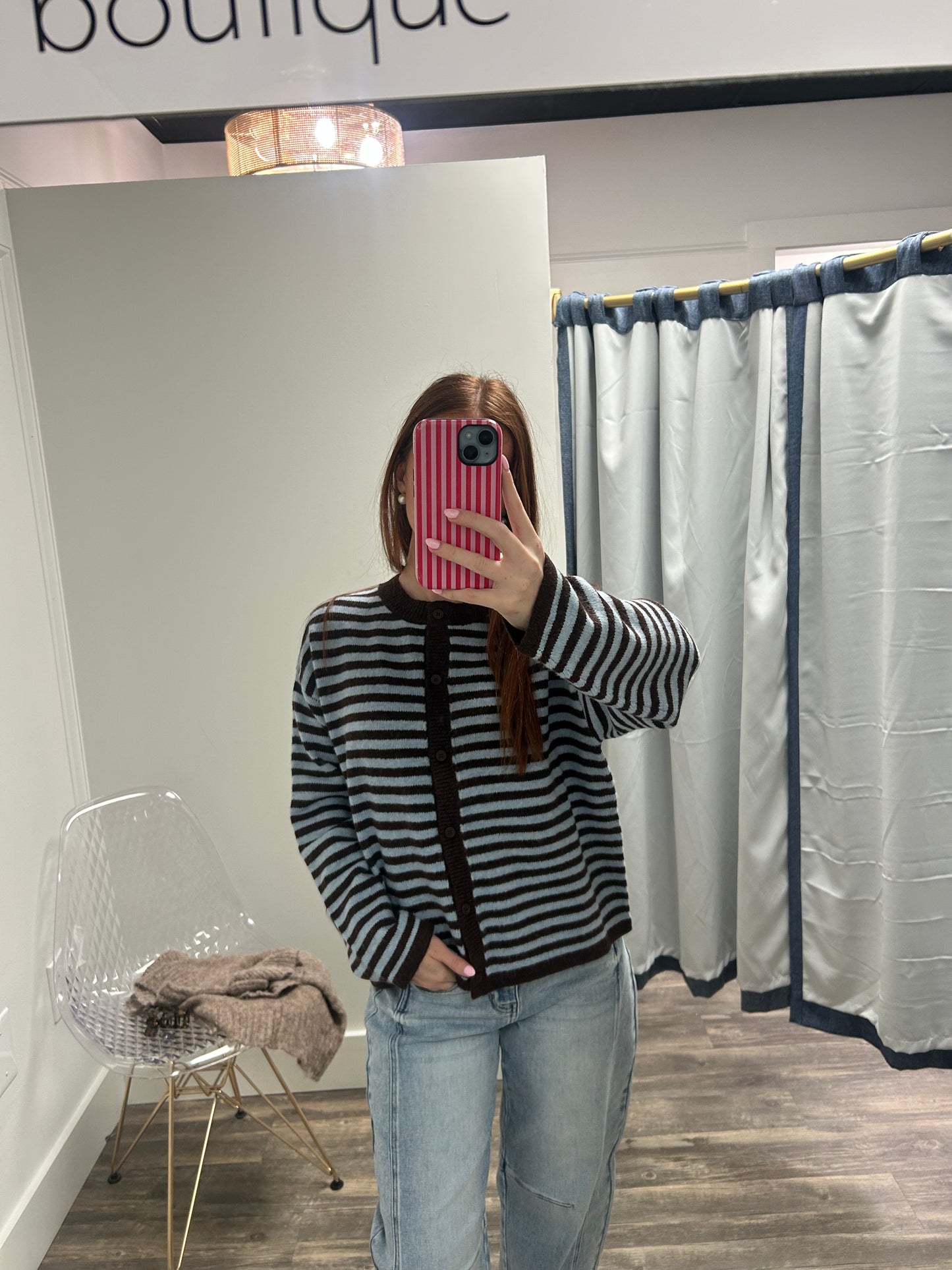 Striped Button Down Cardigan