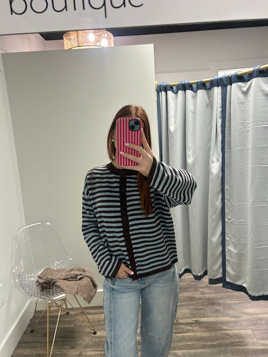 Striped Button Down Cardigan