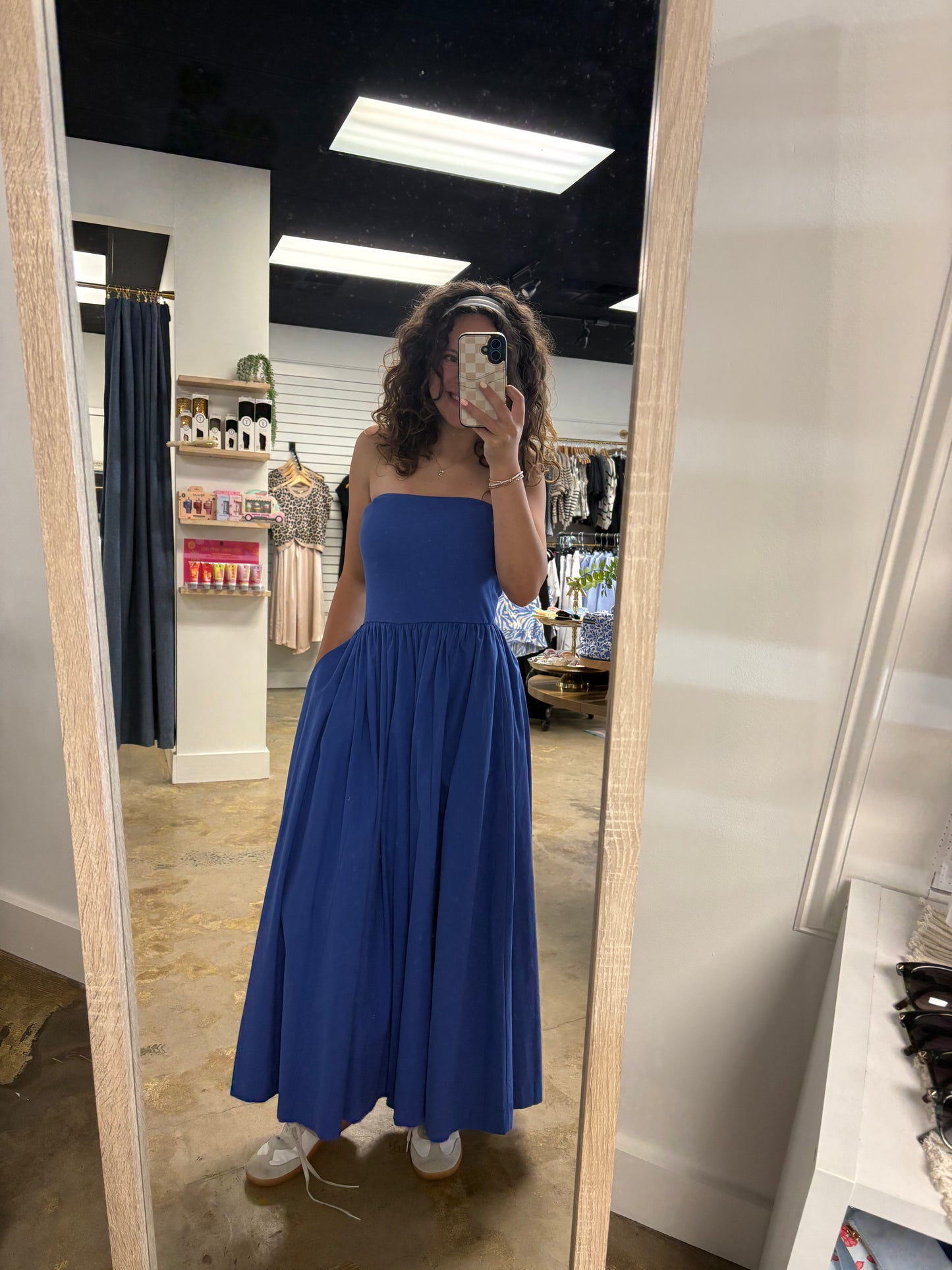 Strapless Flowy Midi Dress