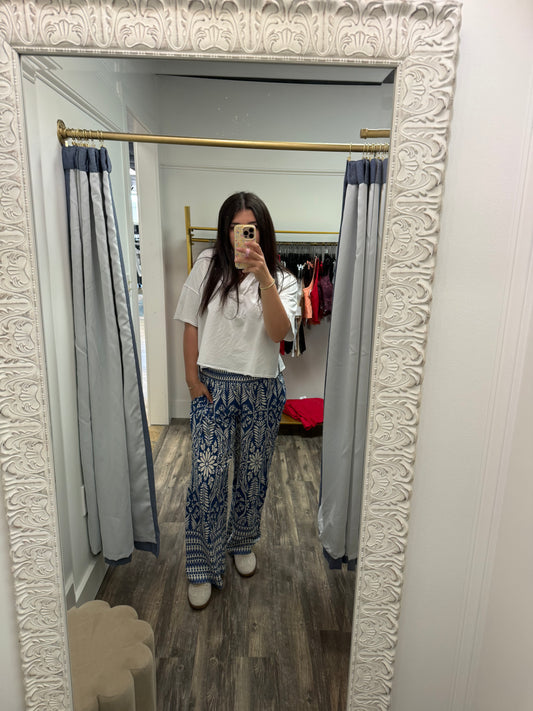 Smocked Waist Floral Pants