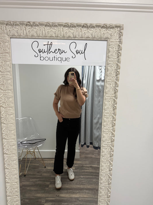 Puff Sleeve Crew Neck Top