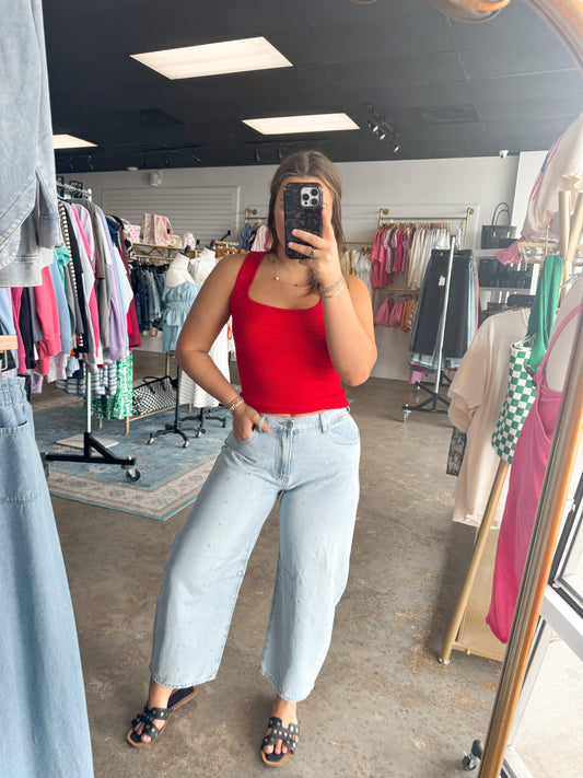 Rhinestone Detailed Barrel Jean