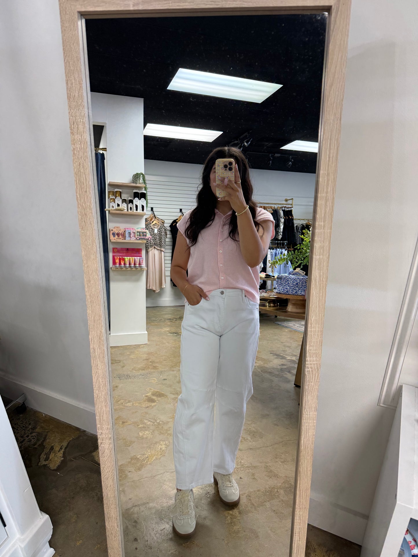 Barrel-leg Color Denim Pants