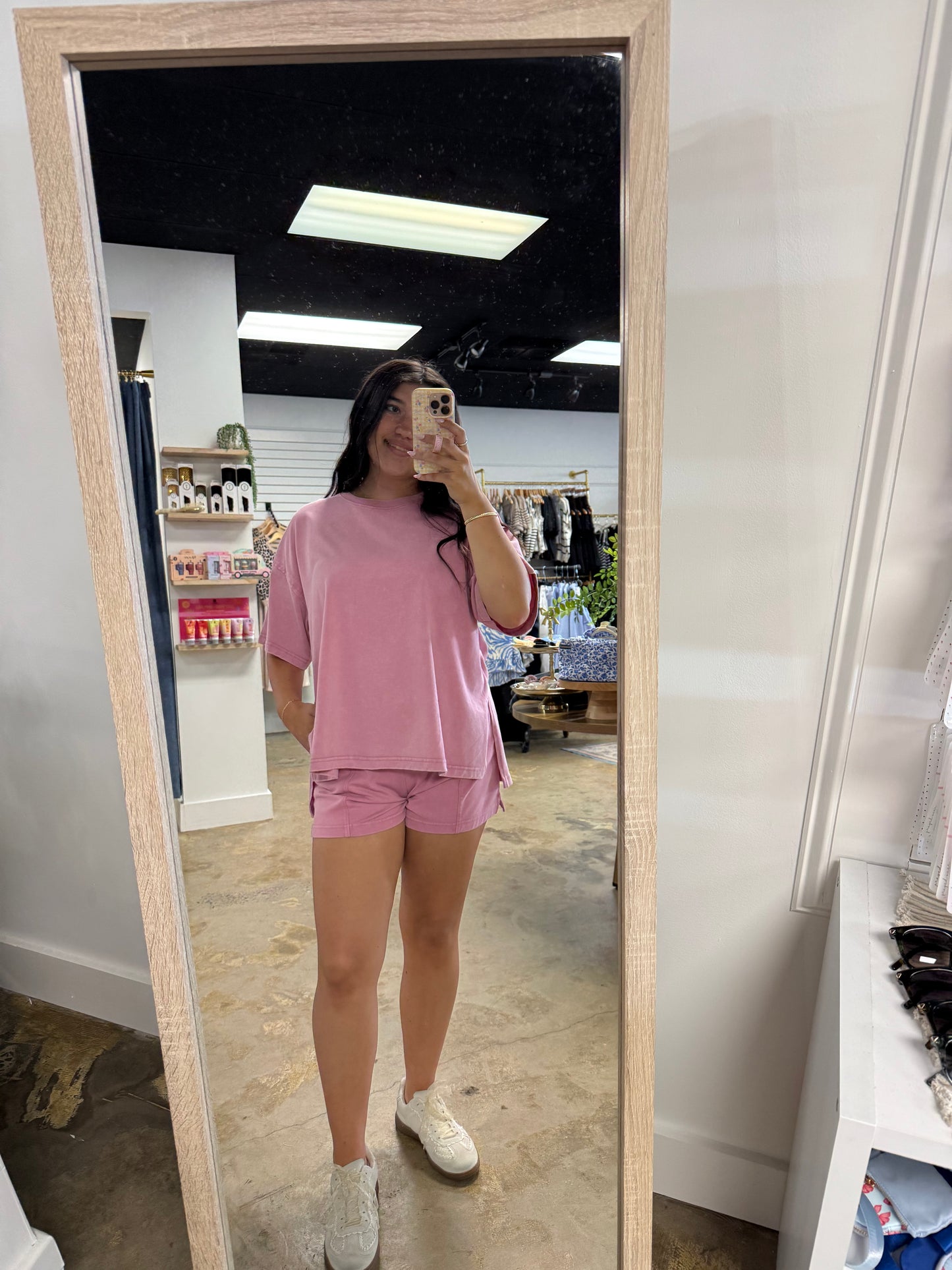 Mineral Washed Side Slit Short Set