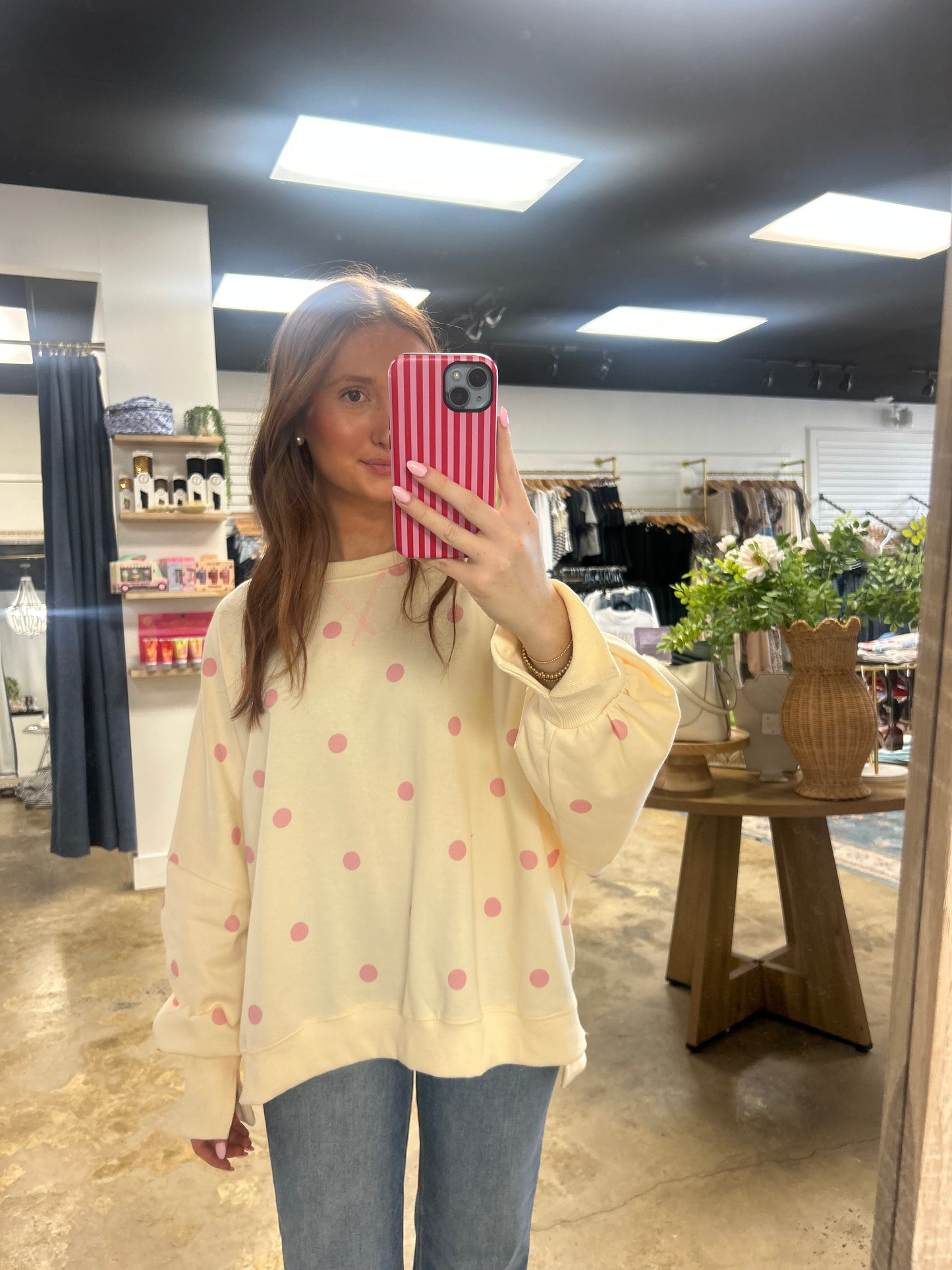 Polka Dot Oversized Sweatshirt