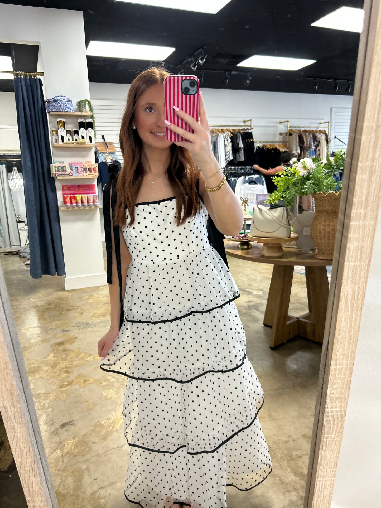 Mesh Polka Dot Ruffle Dress