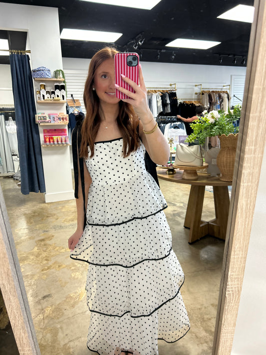 Mesh Polka Dot Ruffle Dress