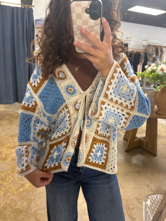Seaside Squares Cardigan