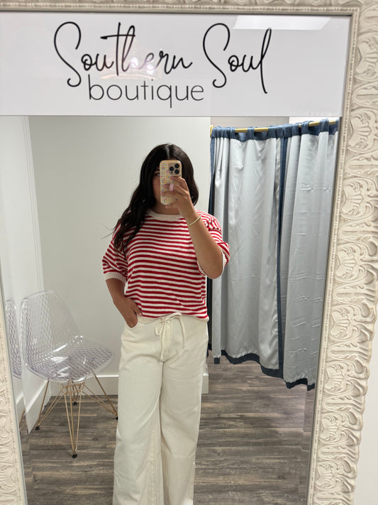 Stripe Trim Sweater