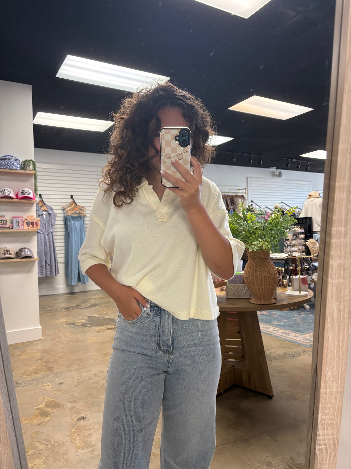 Oversized Collar Short Sleeve Top